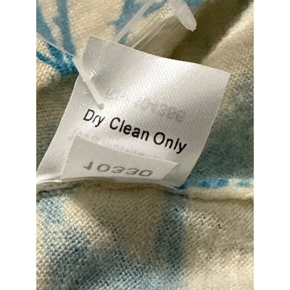 Garnet Hill Size L Blue Floral ButtonFront Merino Wool Cropped Cardigan Sweater - Picture 6 of 7